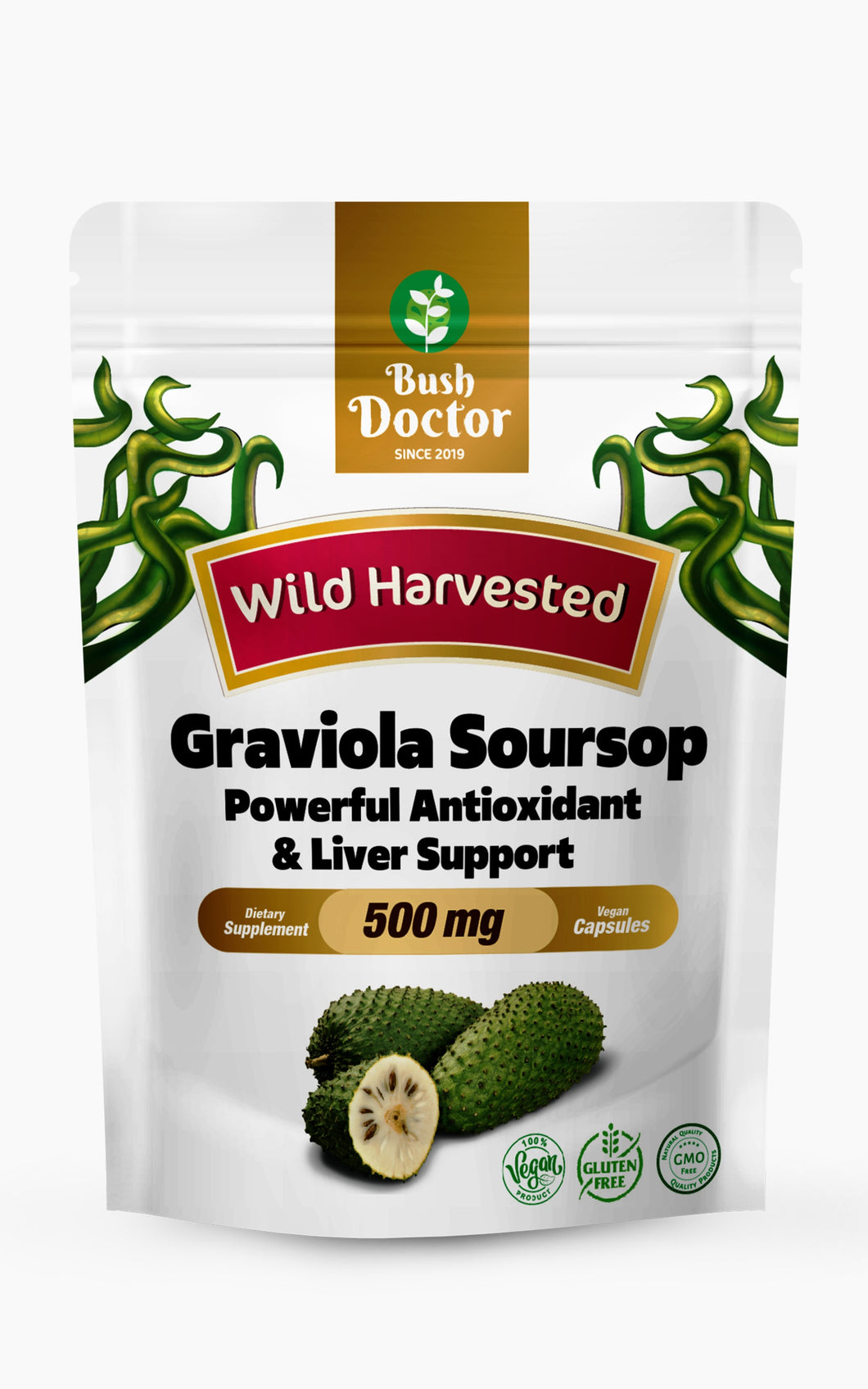 Rainforest Relief - Graviola Soursop 10,000mg Capsules Extract 20:1 Antioxidants, Liver Support